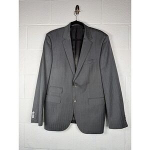 Hugo Boss Gray Herringbone Virgin Wool Blazer Sport Coat Mens 42R Lined
